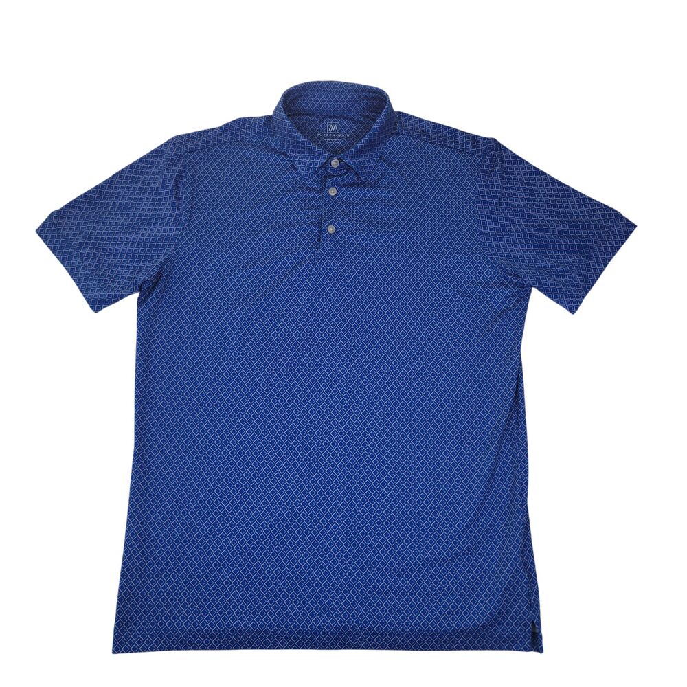 Mizzen+Main Versa Polo Shirt Mens M Trim Blue Geometric Performance Golf
